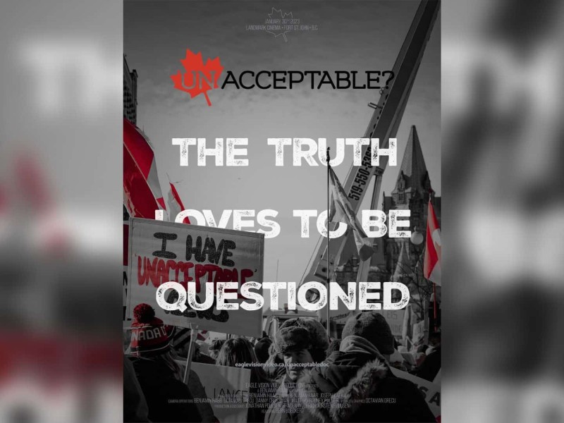 A black and white poster of a protesting crowd. The poster reads