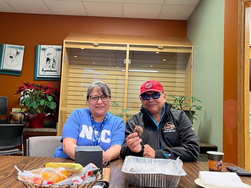 NLC's Indigenous Student Navigator Denise Stager (right) and Clarence Apsassin.