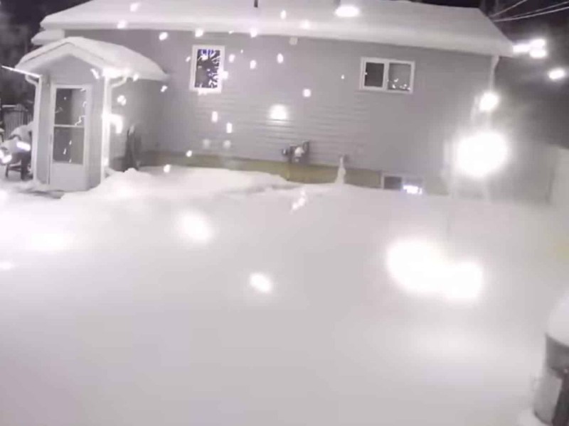 Fireworks caught on camera set off inside Fort St. John city limits in a snowy backyard.