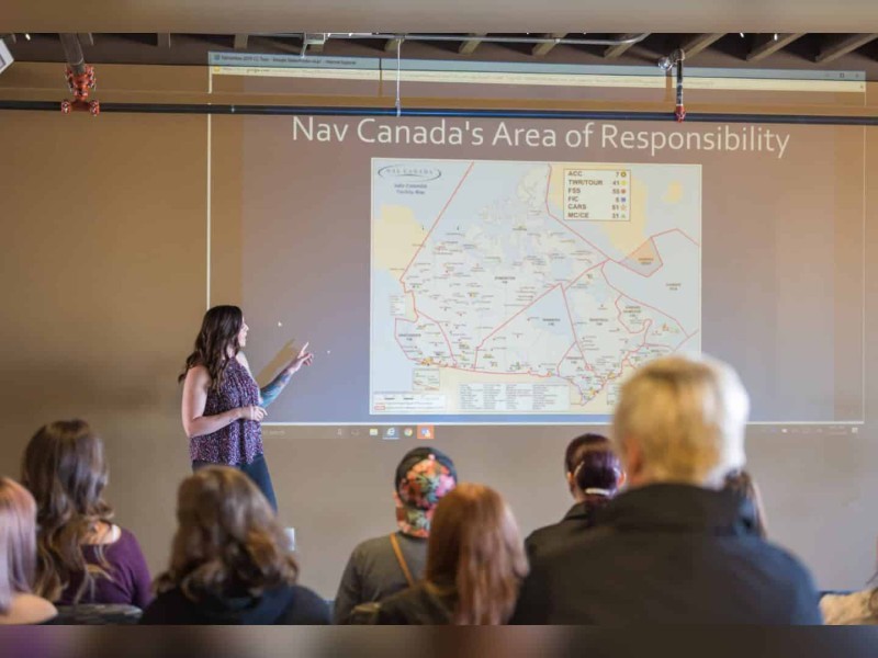 Teacher explaining Nav Canada's Area of Responsibility (Elevate Aviation)