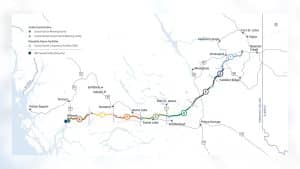 Map of Coastal GasLink Pipeline from Dawson Creek to Kitimat