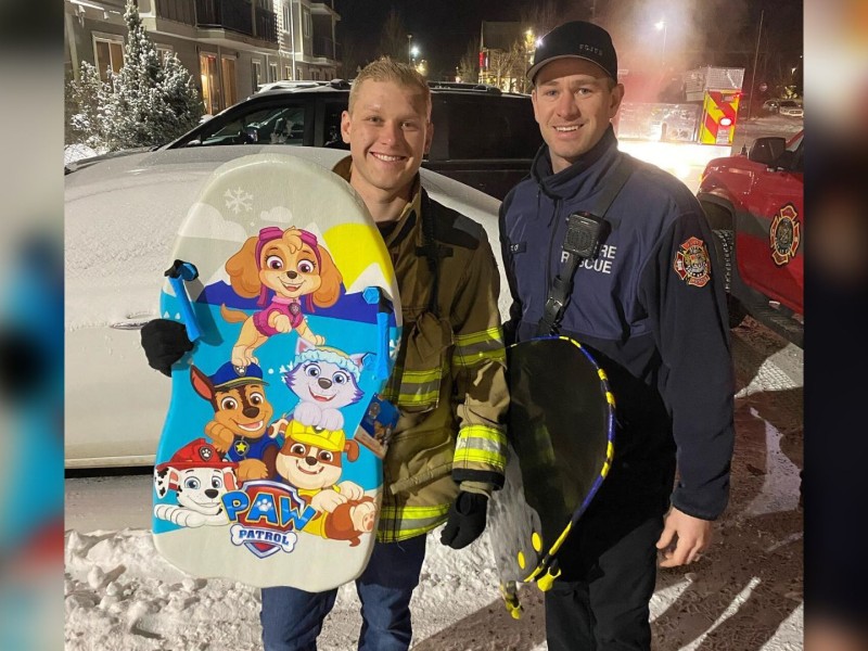 Fire Fighters from the FSJ Professional Fire Fighters Association at their annual Christmas Drop