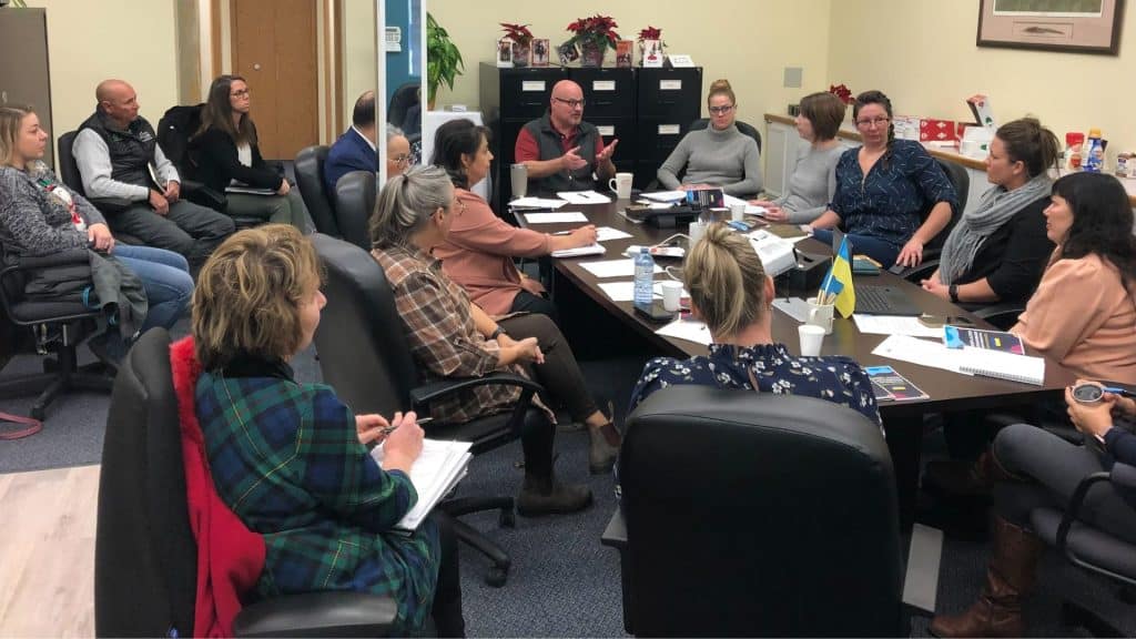 The meeting at Dan Davies office to discuss displaced Ukrainian families