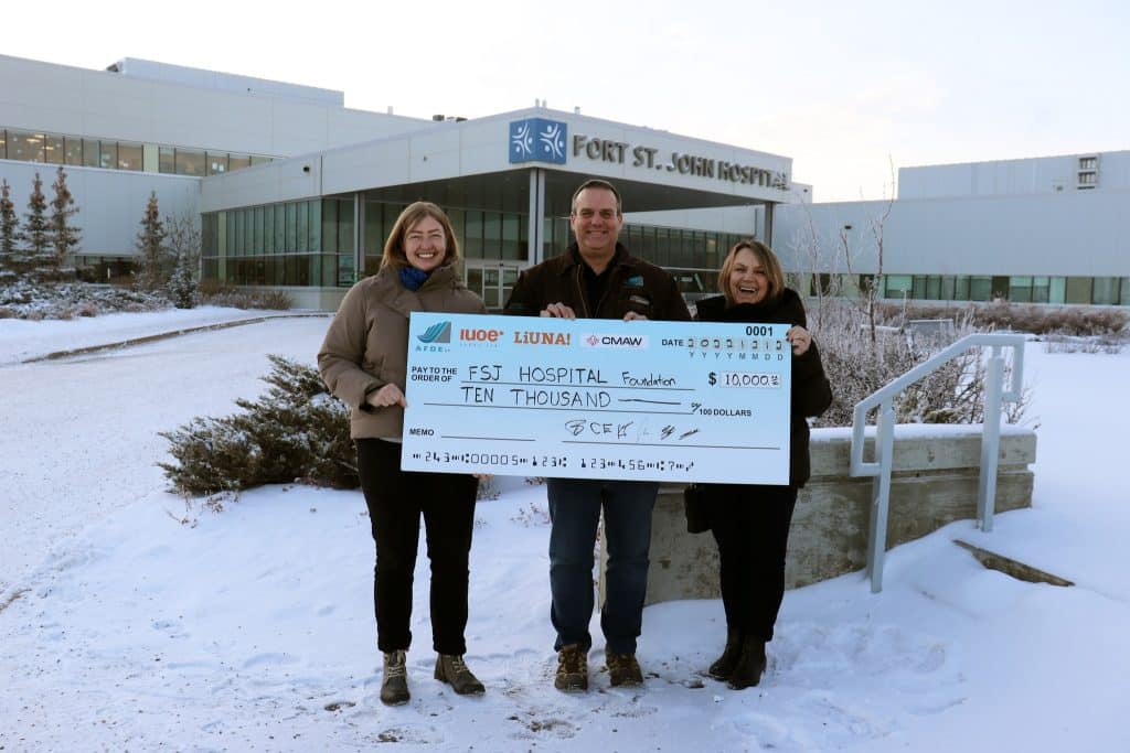 AFDE's partner unions matched their contribution to the Fort St. John Hospital Foundation. (Fort St. John Hospital Foundation - Facebook)