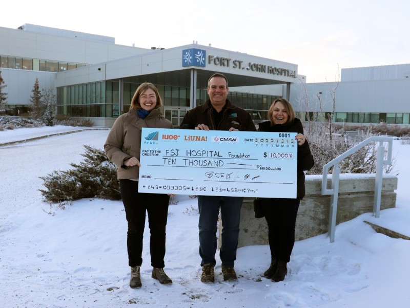 AFDE's partner unions matched their contribution to the Fort St. John Hospital Foundation. (Fort St. John Hospital Foundation - Facebook)