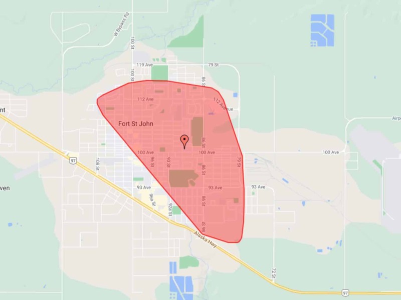 Map of the power outage area on December 12th.