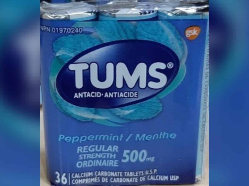 TUMS Peppermint Regular Strength tablets. (CNW Group/Health Canada)