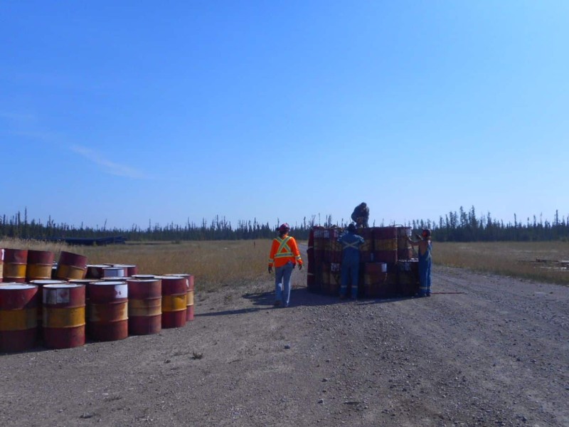 BC Oil and Gas Commission and Fort Nelson First Nation cleanup at a remote airstrip. (BC Oil and Gas Commission - Facebook)