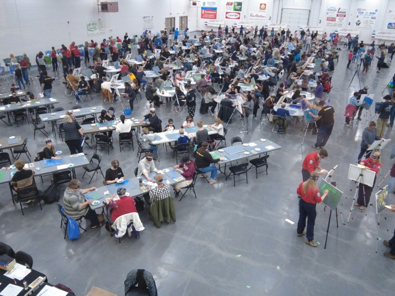 Aerial shot of the painting in progress. (Chetwynd Community Arts Council)