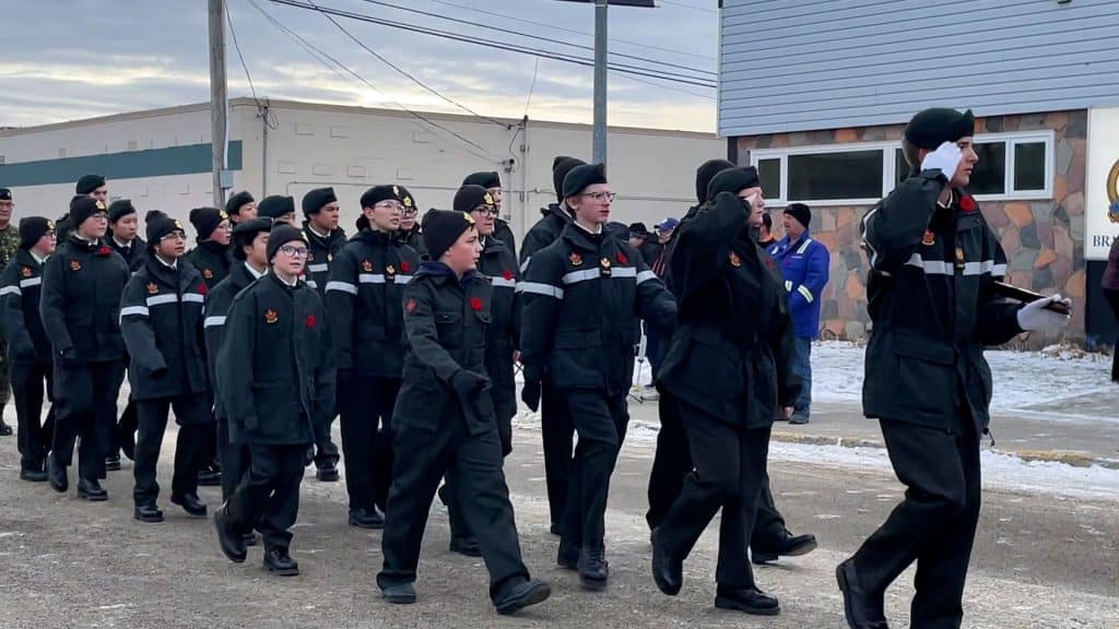 Number 2276 PPCLI Royal Canadian Army Cadet Corps marching at the Remembrance Day parade. (Jordan Prentice)