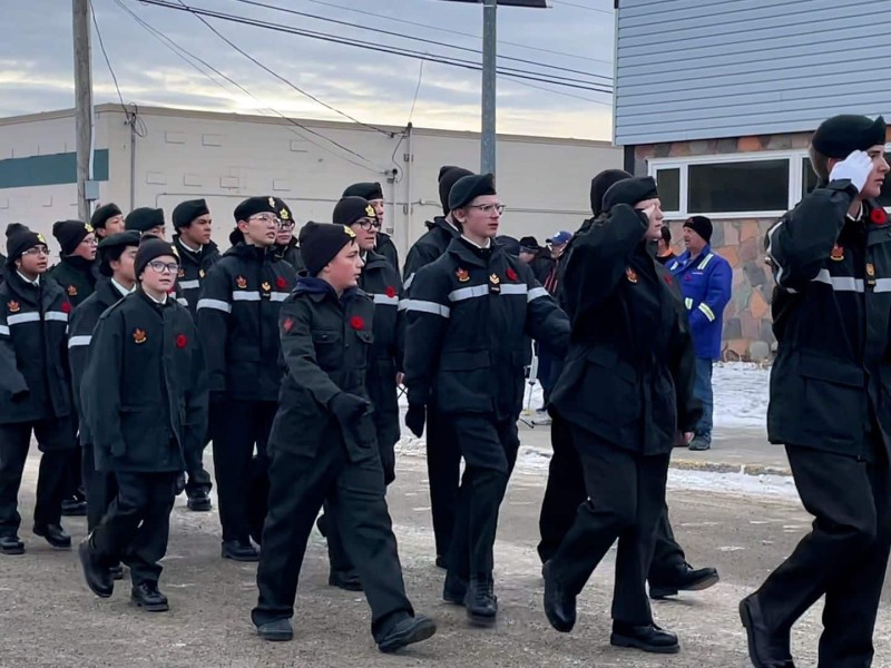 Number 2276 PPCLI Royal Canadian Army Cadet Corps marching at the Remembrance Day parade. (Jordan Prentice)