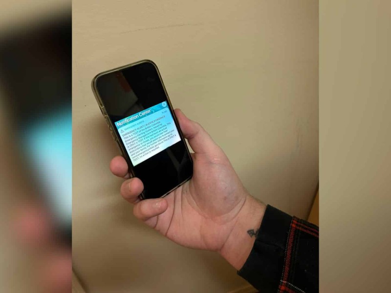 Emergency Alert on a phone. (Shailynn Foster)