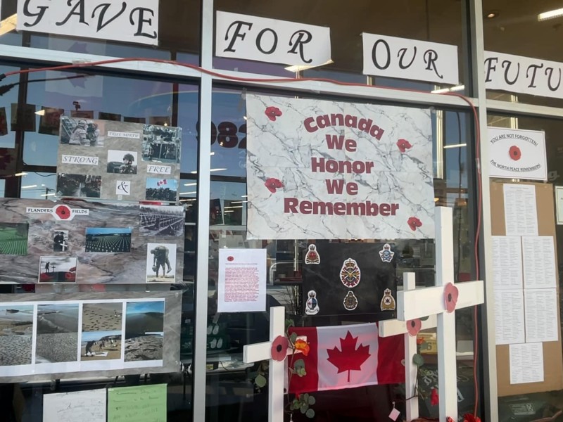 Two local Home Hardware employees created a Remembrance Day memorial in the store's lobby. ( Jordan Prentice
