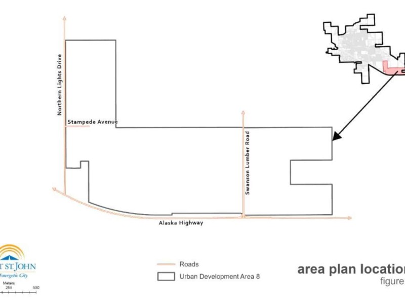 Swanson Lumber Road area plan location (City of Fort St. John - Facebook)