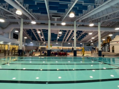A picture of the lap pool at the North Peace Leisure Pool.