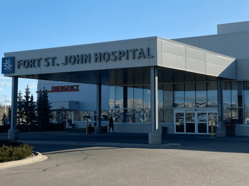 Fort St. John Hospital front entrance in daylight.