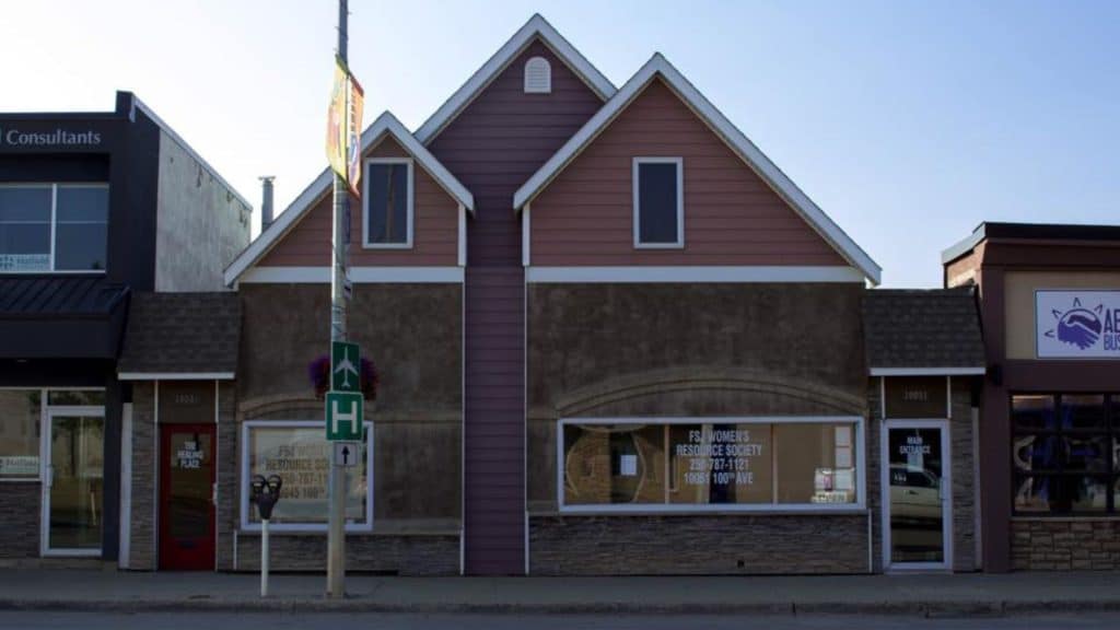 A brick building in Fort St. John that holds the Women's Resource Society.