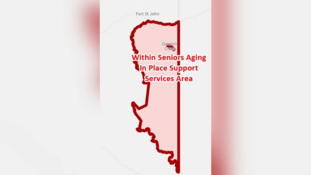 A map showing the Seniors Aging in Place support services area.