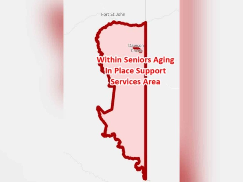 A map showing the Seniors Aging in Place support services area.