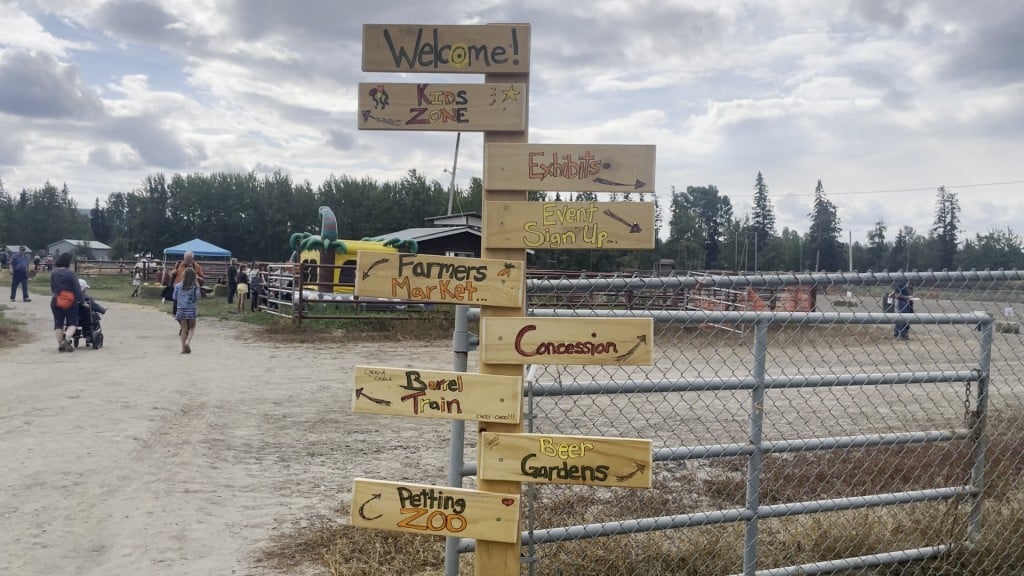 Sign posts at the Hudson's Hope Fall Fair.