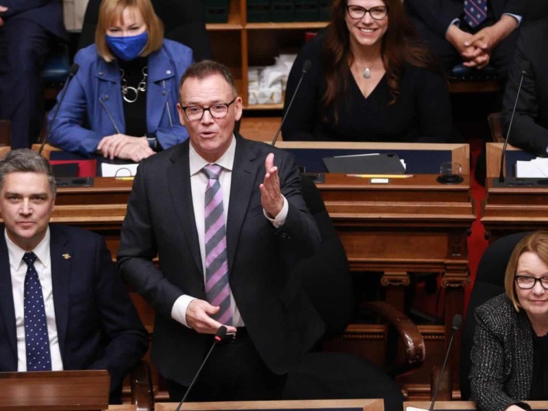 B.C. Liberal Party Leader Kevin Falcon gives a speech the legislative assembly in Victoria