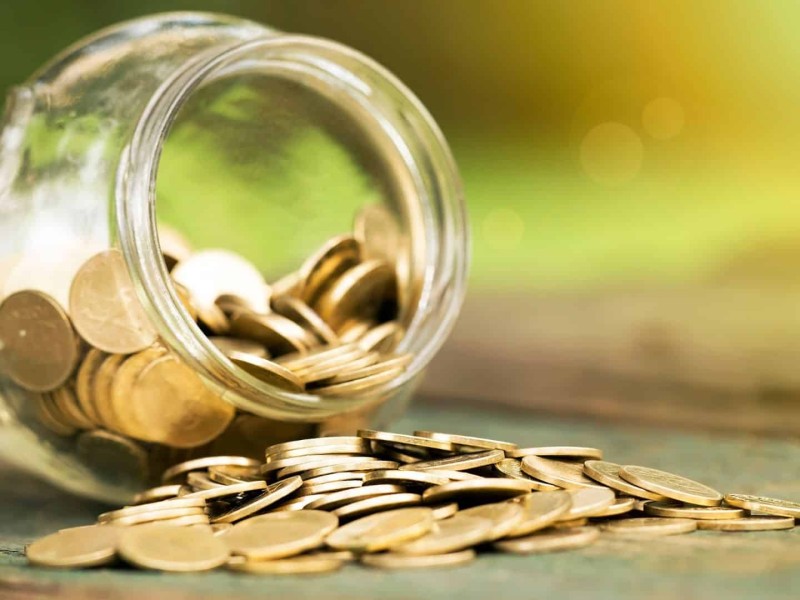 Money in a jar.