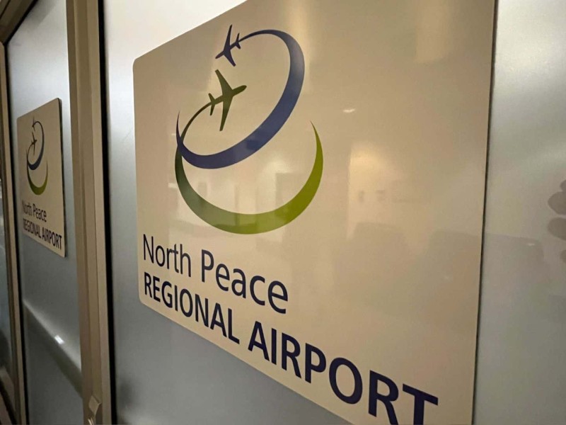 A sign for the North Peace Regional Airport.