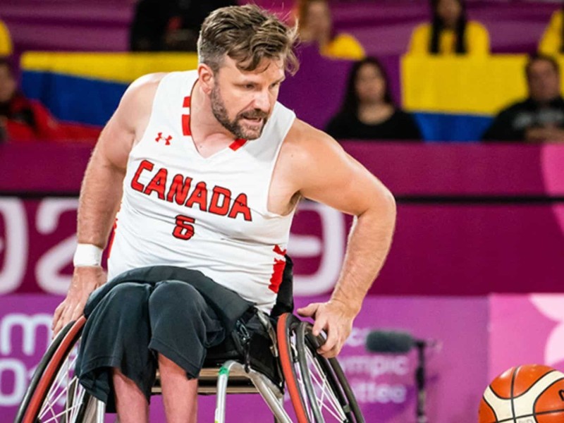 Bo Hedges competing with Team Canada. (Wheelchair Basketball Canada)