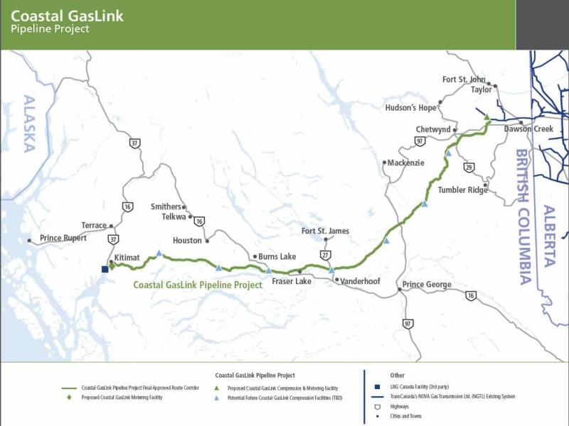 A map of the Coastal Gas Link pipeline.