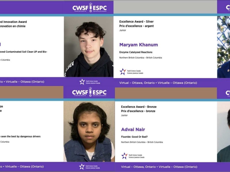 Four Northern BC students win medals at Canada Wide Science Fair