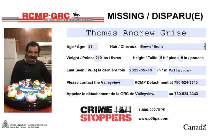 Valleyview RCMP seeking missing 60-year-old man