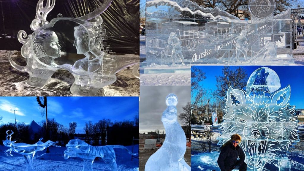 A collage of all the ice sculptures in the article.