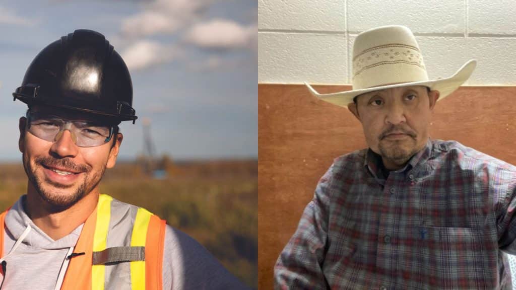 Saulteau First Nation chief Justin Napoleon (CGl) and Halfway River First Nation member Jeffery Metecheah