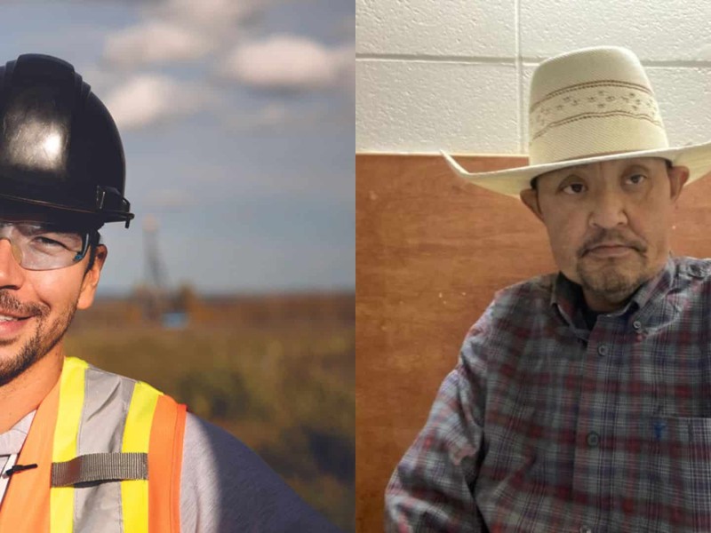 Saulteau First Nation chief Justin Napoleon (CGl) and Halfway River First Nation member Jeffery Metecheah