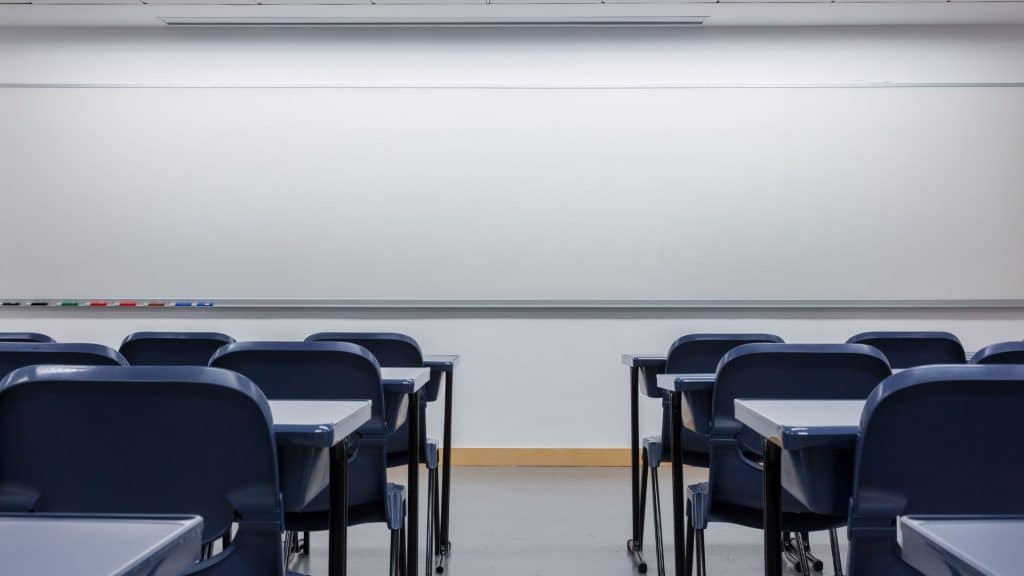 An empty classroom.