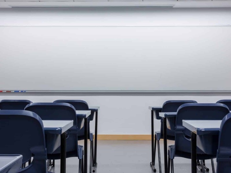 An empty classroom.
