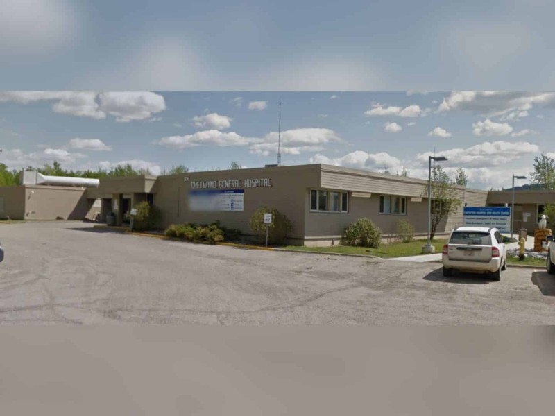 The front to Chetwynd General Hospital and parking lot.