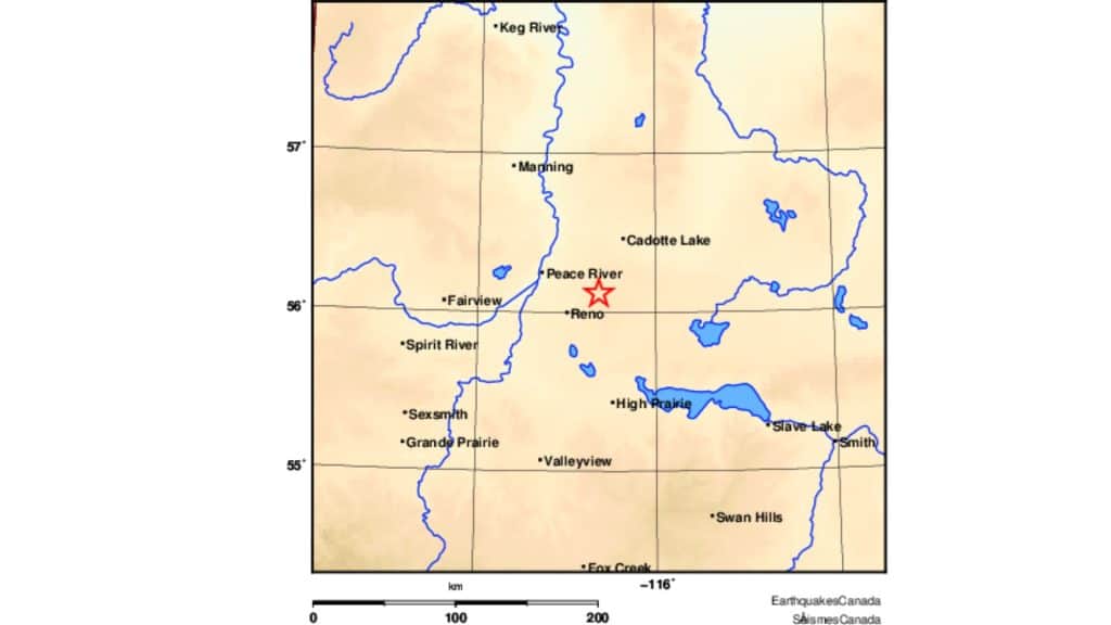 A map with a star a bit north of Reno indicating an earthquake that occurred March 16th.