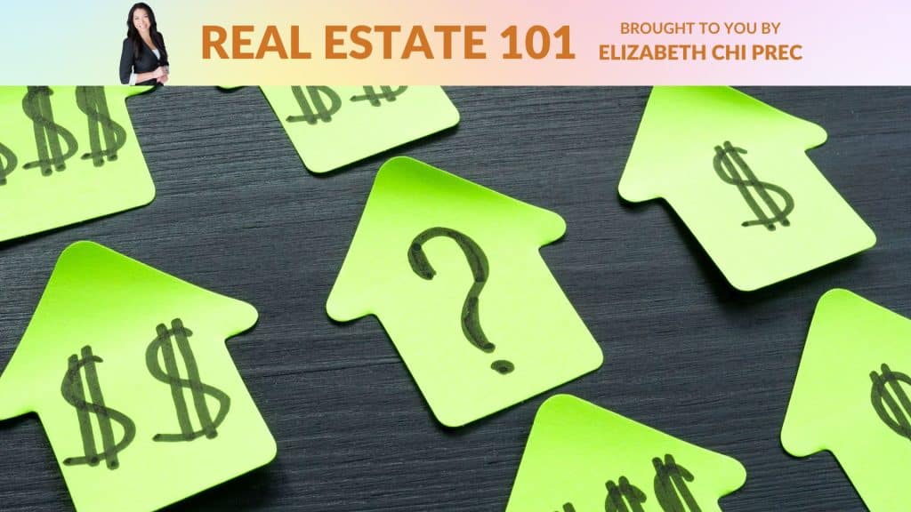 Sticky notes in the shape of a house with question marks and dollar signs on them