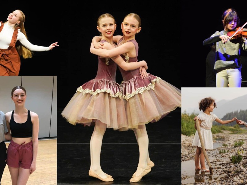 A collage of five photos of dancers, performers and musicians.