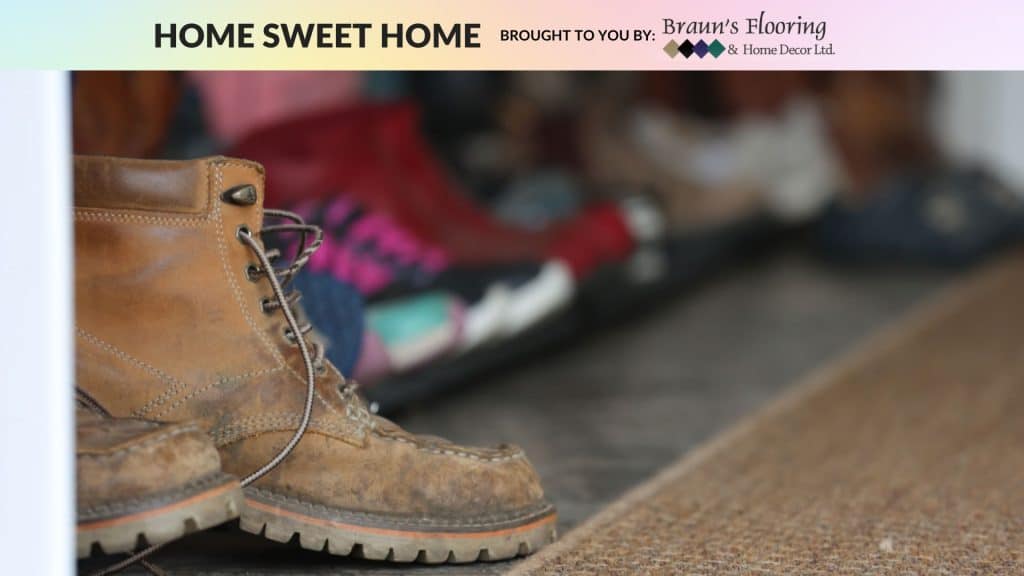 A picture of boots in a mudroom