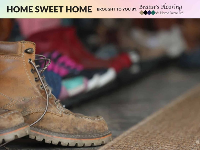 A picture of boots in a mudroom