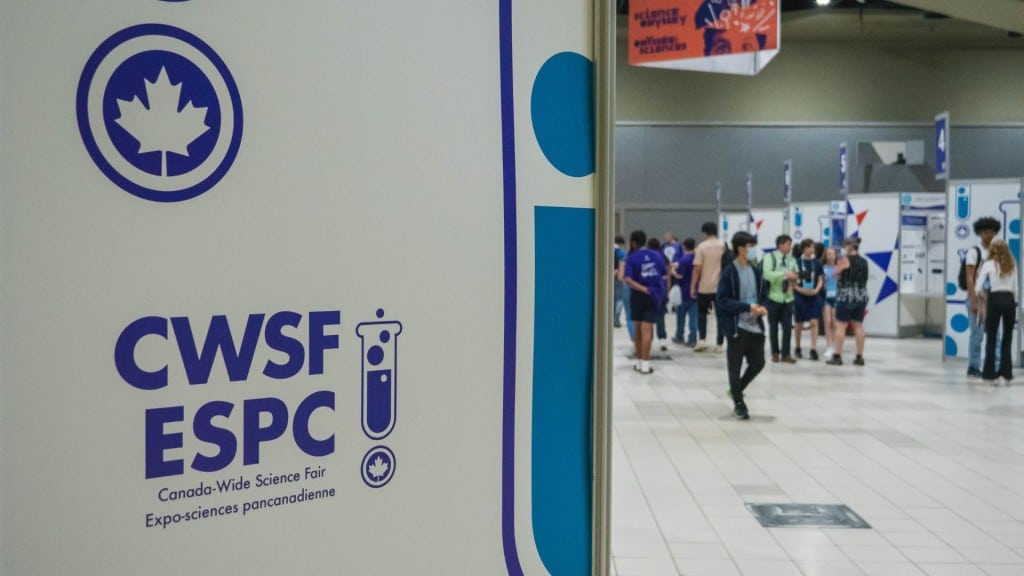 A picture of a sign at the Canada Wide Science Fair.