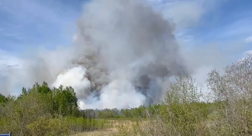 A fire broke out Saturday afternoon near Mile 70 of the Alaska Highway - David Woodford