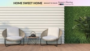 Patio furniture in front of a white wall