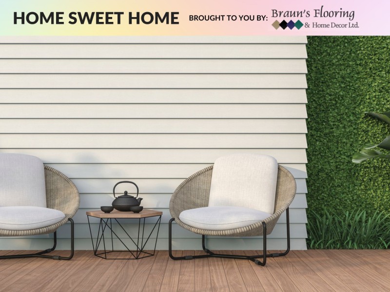 Patio furniture in front of a white wall