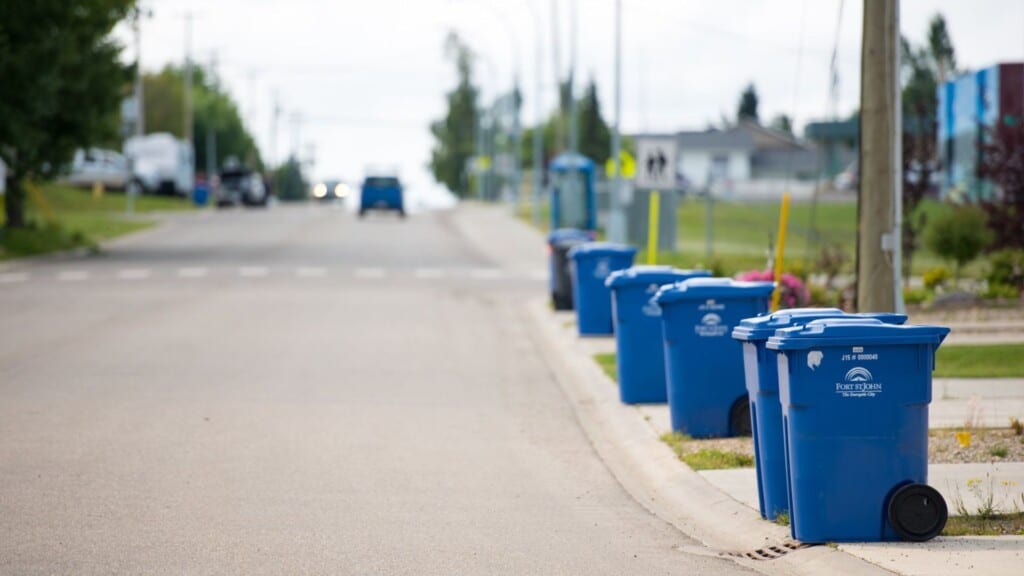 Curbside recycling bins in Fort St. John (file)