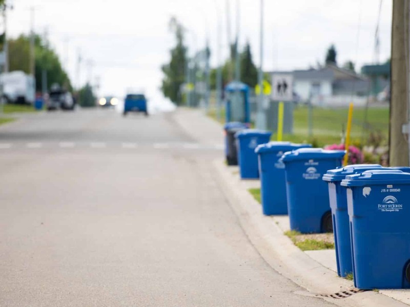 Curbside recycling bins in Fort St. John (file)