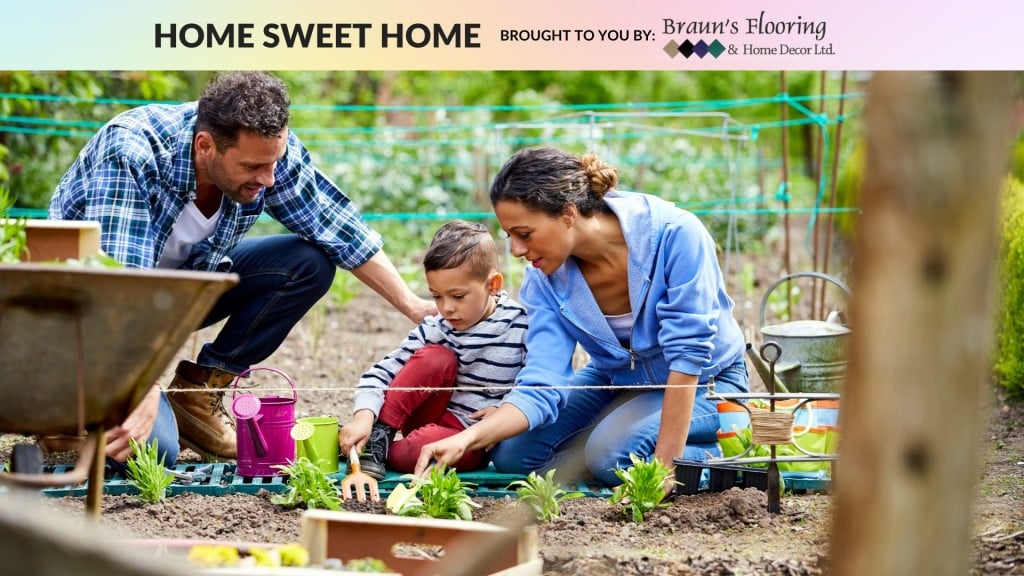 A family working on their garden