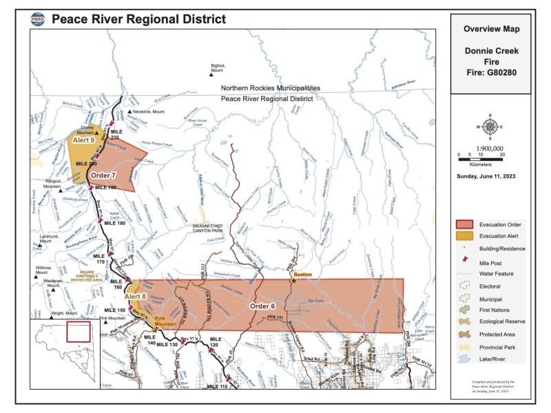 Two new evacuation orders and alerts have been issued for the Donnie Creek Wildfire.